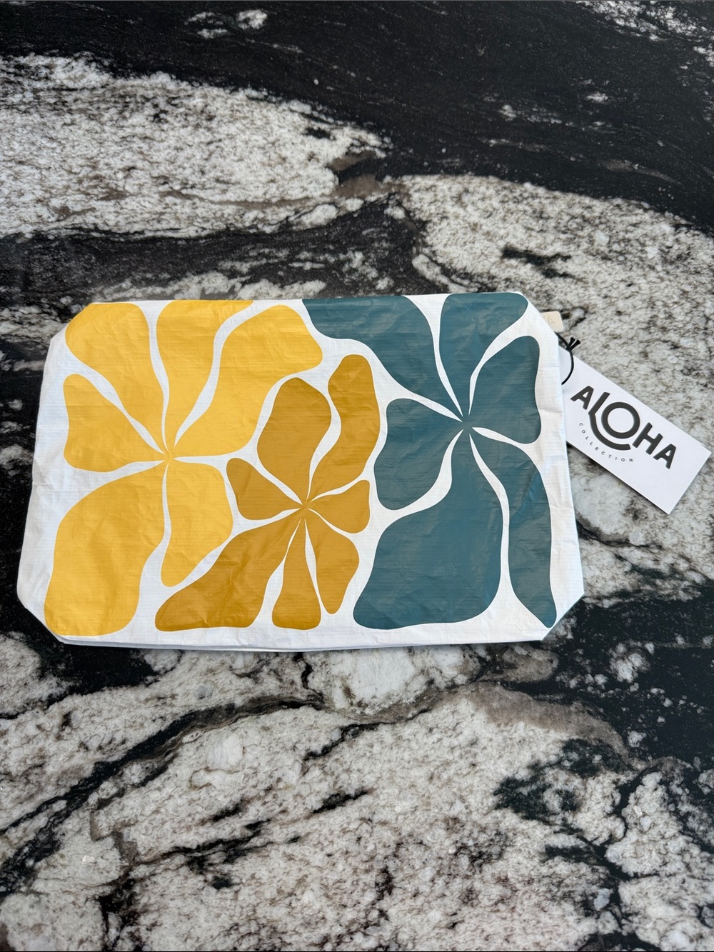 ALOHA Collection Floral Cosmetic Pouch - Yellow & Teal